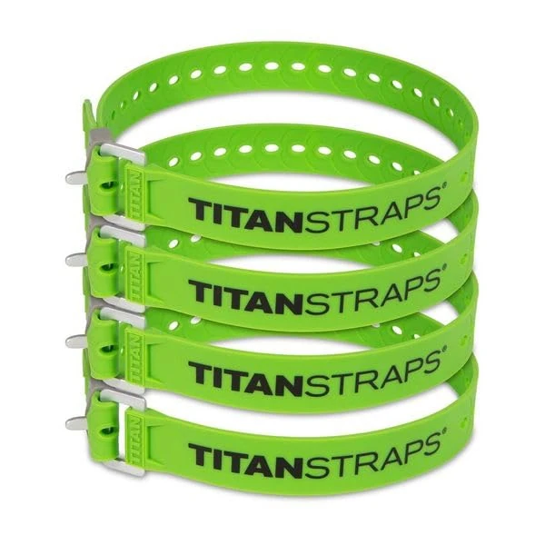 Titan Industrial Straps - Safety Strap Set to Secure Splits, Cargo Bikes, Garden Hoses, Wood Working Projects - 70 lb. Working Load, 25" Length, Fluoro Green, 4-Pack