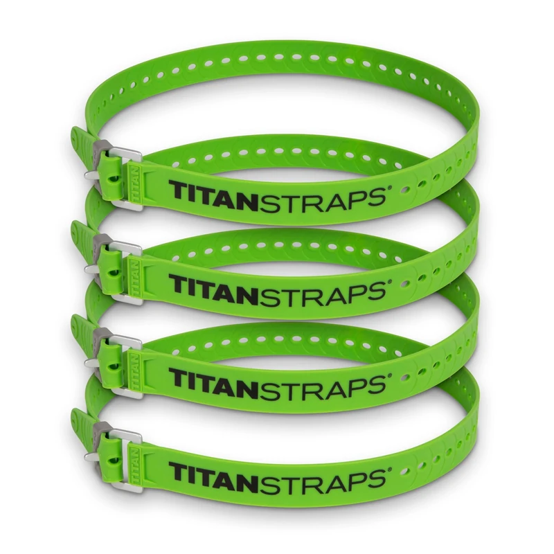 Titan Industrial Straps - Safety Strap Set to Secure Splits, Cargo Bikes, Garden Hoses, Wood Working Projects - 70 lb. Working Load, 36" Length, Fluoro Green, 4-Pack - Image 1