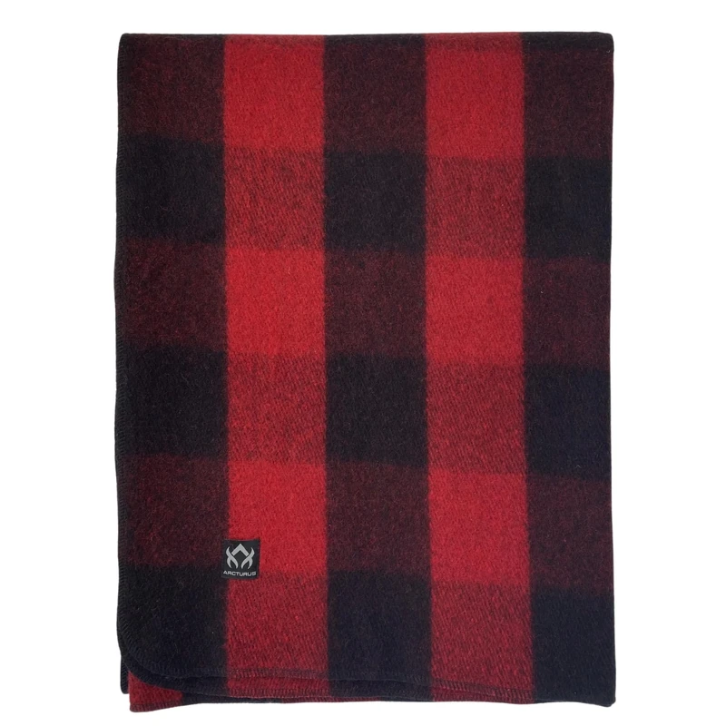 Arcturus Plaid Wool Blanket - 4.5lbs, Warm, Heavy, Washable, Large | Great for Camping, Outdoors, Survival & Emergency Kits (Red Buffalo)