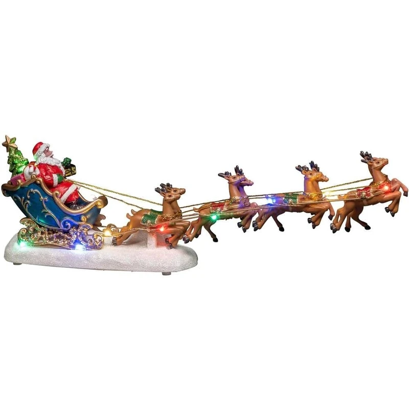 Konstsmide LED Christmas Scene : Santa in Sleigh with Flying Reindeer : Battery : 4205-000