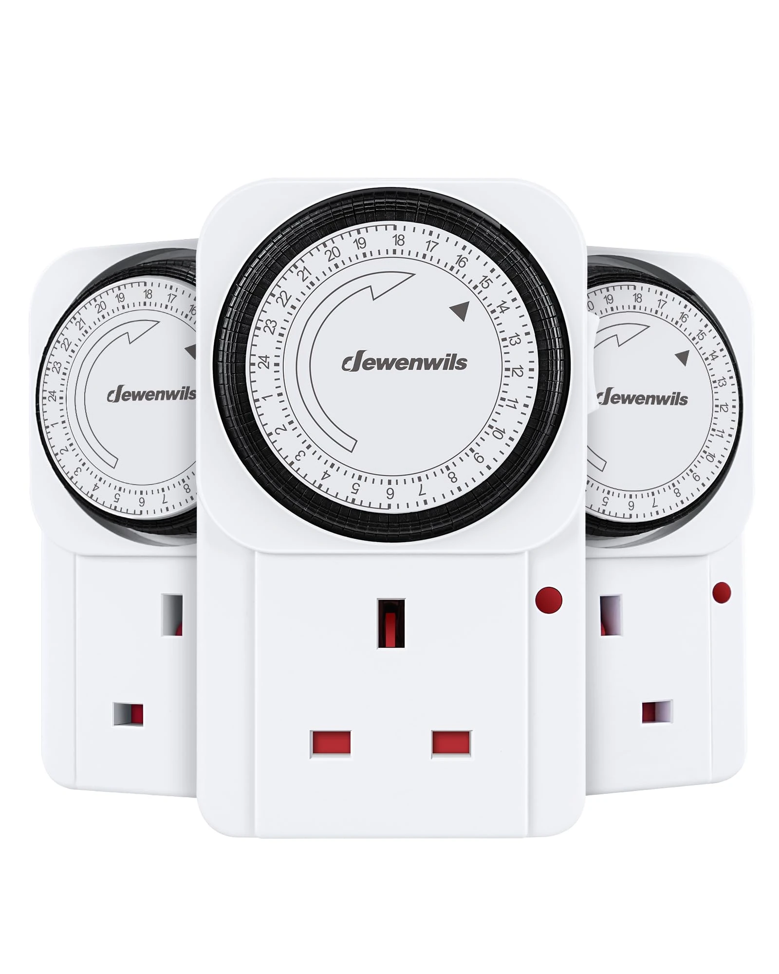 DEWENWILS Timer Plug Socket UK, 24 Hour Programmable Energy Saving Light Timer for Home Security, Lamp, Router Christmas Light, Coffee Machine, Home Appliances, CE Listed (3 Pack)