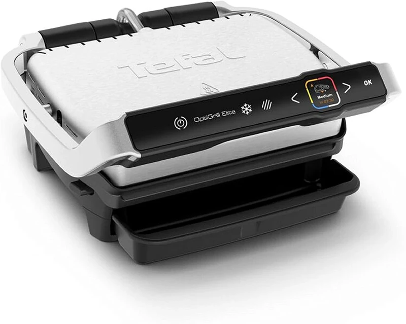 Tefal Optigrill Elite GC750D Indoor and Outdoor Electric Grill, Automatic Grill Sensor, Quick Sear, 12 Automatic Programmes, Dishwasher Safe, Non-Stick, Sandwich Maker