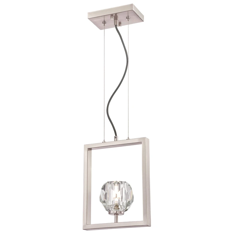 Westinghouse Lighting 63676 Zoa One-Light Indoor Pendant, Brushed Nickel Finish with Crystal Glass