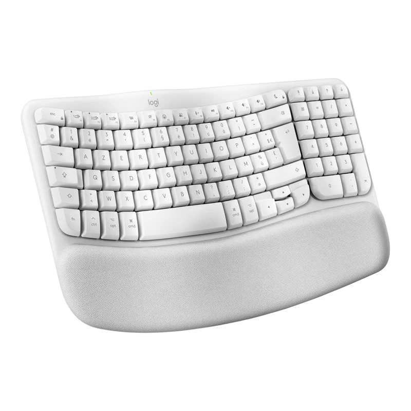 Logitech Wave Keys for Mac, Wireless Ergonomic Keyboard with Cushioned Palm Rest, Comfortable Natural Typing, Bluetooth Keyboard, Easy-Switch, Optimised for Mac, Apple, iPad - Off White - AZERTY