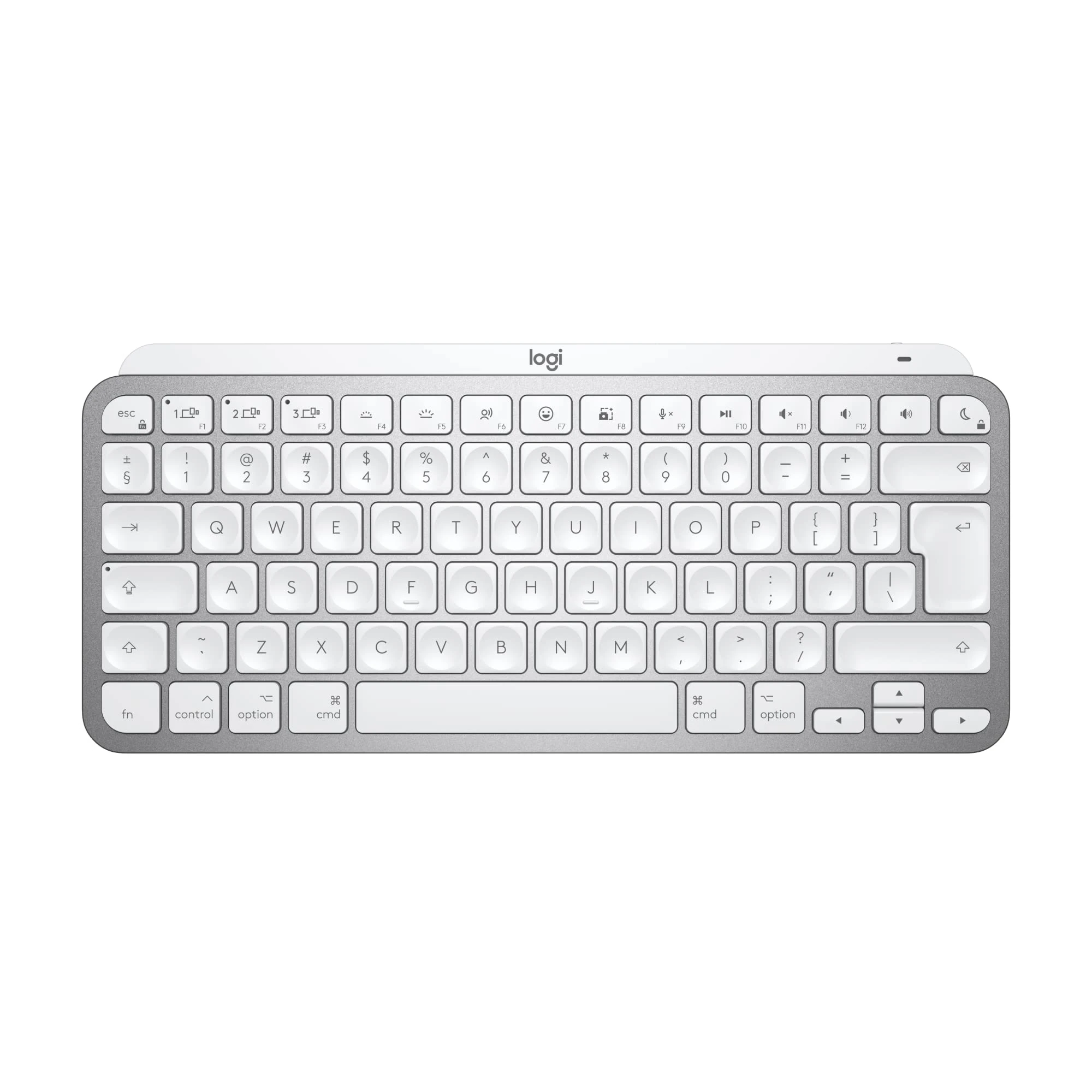 Logitech MX Keys Mini for Mac Minimalist Wireless Keyboard, Compact, Bluetooth, Backlit Keys, USB-C, Tactile Typing, Compatible with MacBook Pro,Macbook Air,iMac,iPad, QWERTY UK English - Pale Grey