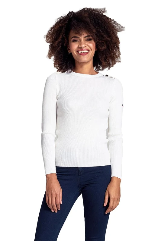 Armor Lux Women's Pull Marin Redon Femme Pullover Sweater, White, 3XL