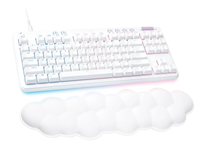 Logitech G G713 Wired Mechanical Gaming Keyboard with LIGHTSYNC RGB Lighting, Linear Switches (GX Brown) and Keyboard Palm Rest, PC and Mac Compatible, QWERTY UK English Layout - White Mist