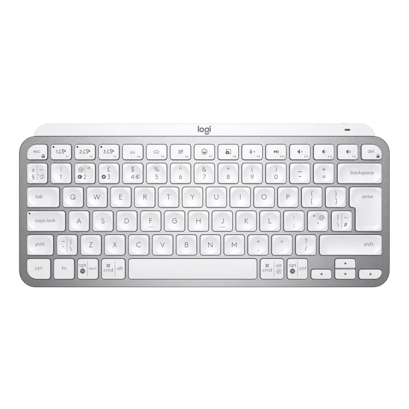 Logitech MX Keys Mini Minimalist Wireless Illuminated Keyboard, Compact, Bluetooth, Backlit, USB-C, Compatible with Apple macOS, iOS, Windows, Linux, Android, Metal Build, QWERTY UK Layout - Pale Grey
