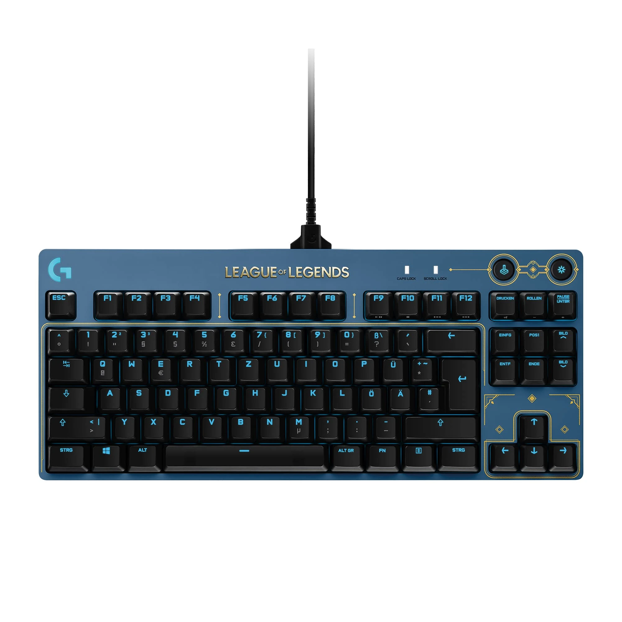 Logitech G PRO Mechanical Gaming Keyboard - Portable and No Number Keypad, Removable USB Cable, LIGHTSYNC RGB Illuminated Keys, Official League of Legends Edition
