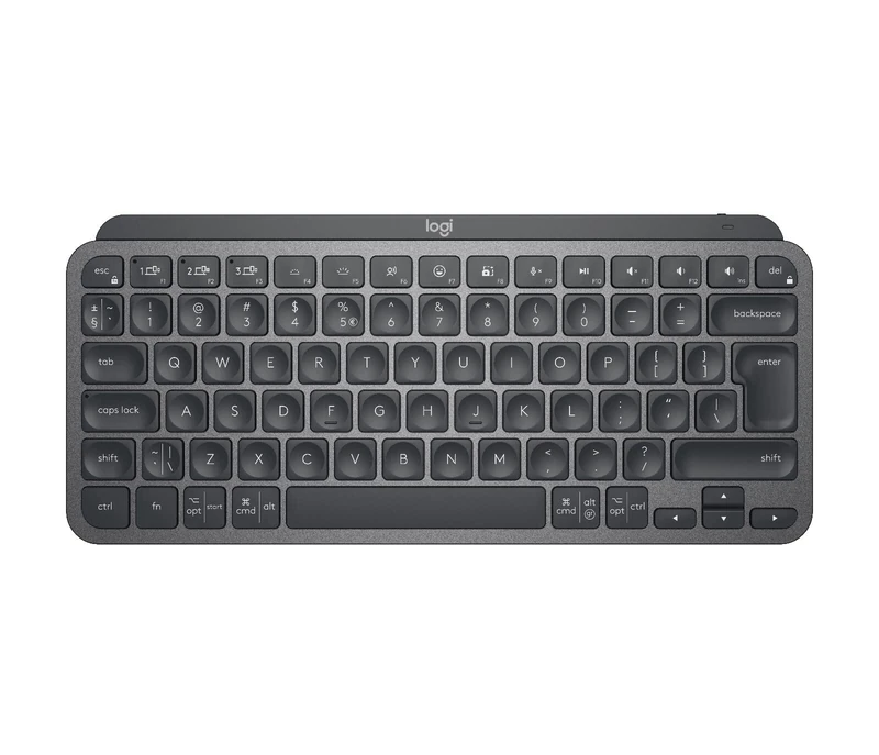 Logitech MX Keys Mini Minimalist Wireless Illuminated Keyboard, Compact, Bluetooth, Backlit, USB-C, Compatible with Apple MacOS, iOS, Windows, Metal Construction - QWERTY Keyboard, Dark Grey