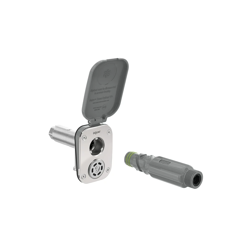 Aquor House Hydrant V2+ Frost Free Wall Hydrant Outdoor Faucet with Quick-Connect and Anti-Siphon, Freeze Proof Flush Hose Bib, 2 inch, Slate Gray