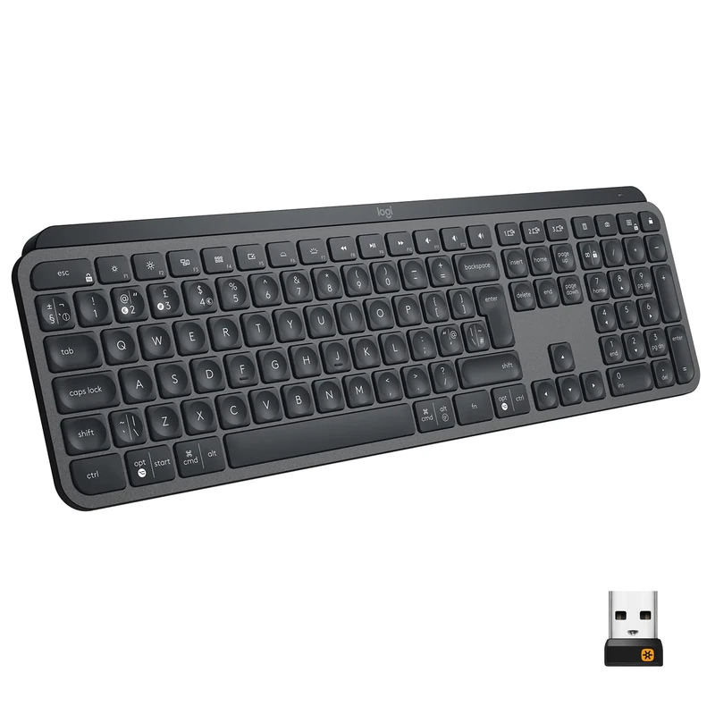 Logitech MX Keys Advanced Illuminated Wireless Keyboard, Bluetooth, Tactile Responsive Typing, Backlit Keys, USB-C, PC/Mac/Laptop Windows/Linux/IOS/Android, QWERTY UK Layout - Graphite Black