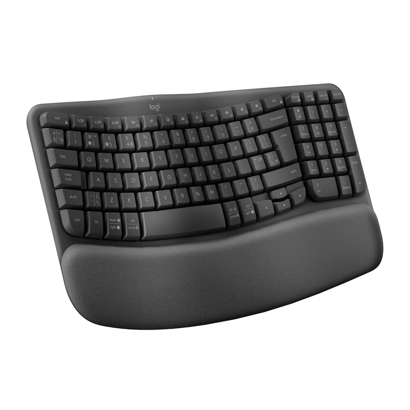 Logitech Wave Keys Wireless Ergonomic Keyboard with Cushioned Palm Rest - Graphite, QWERTY Spanish Layout