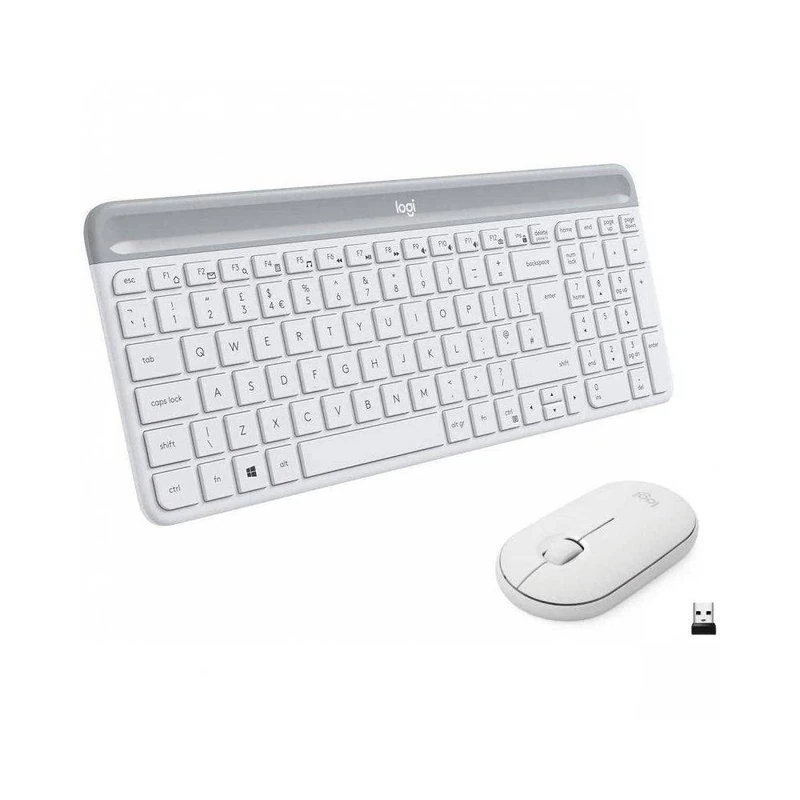 Logitech Slim Wireless Keyboard and Mouse Combo MK470, QWERTY Spanish Layout - White