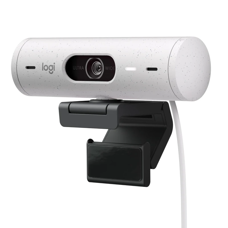 Logitech Brio 500 Full HD webcam, auto framing, Show Mode, noise reducing mics, privacy shutter, USB-C, streaming & video calling - Microsoft Teams, Google Meet, Zoom, PC/Mac - White