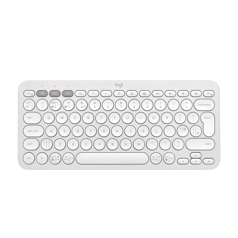 Logitech Pebble Keys 2 K380s, Multi-Device Bluetooth Wireless Keyboard with Customisable Shortcuts,Slim and Portable, Easy-Switch for Windows/macOS/iPadOS/Android/Chrome OS, QWERTY UK Layout, White