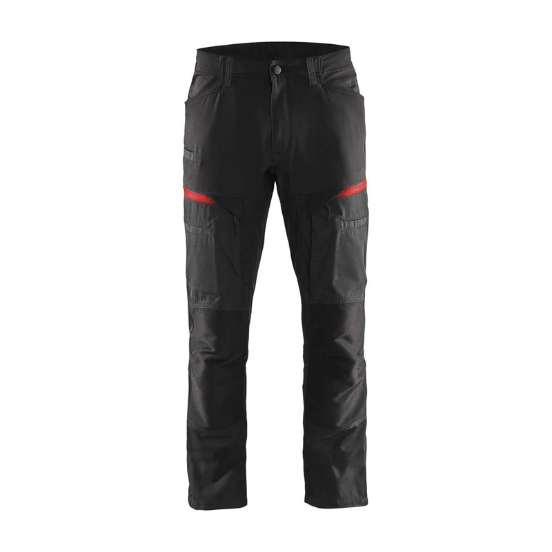 Blaklader 145618459956D108 Service Work Trousers with Stretch, Black/Red, Size D108