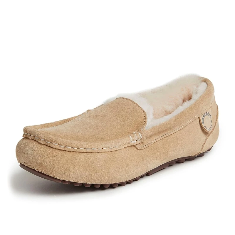 Dearfoams Fireside Women's Mel Faux Shearling Moccasin Slipper, Sand, 7 UK