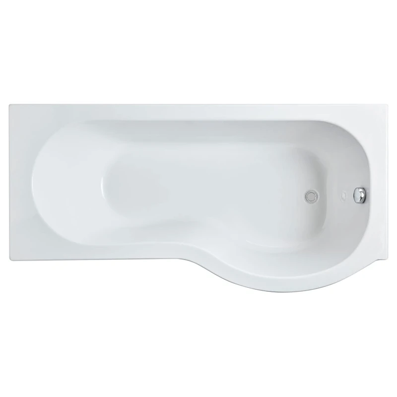 Nuie WBP1685R ǀ Modern Bathroom P Shaped Single Ended Shower Bath Right Hand, 1600mm x 850mm x 420mm, White, 1600mm
