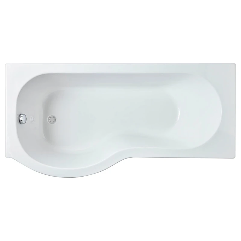 Nuie WBP1785L ǀ Modern Bathroom P Shaped Single Ended Shower Bath Left Hand, 1700mm x 850mm x 4520mm, White, 1700mm