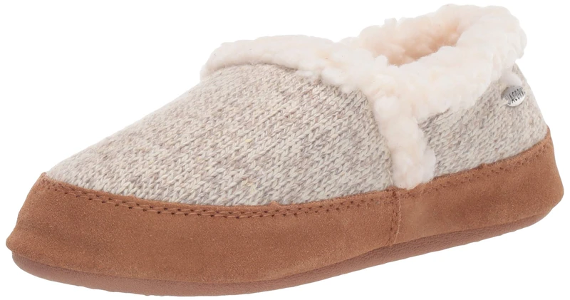 Acorn Women's Moc with Premium Memory Foam Slipper, Oatmeal Heathered, 4.5/5.5 UK