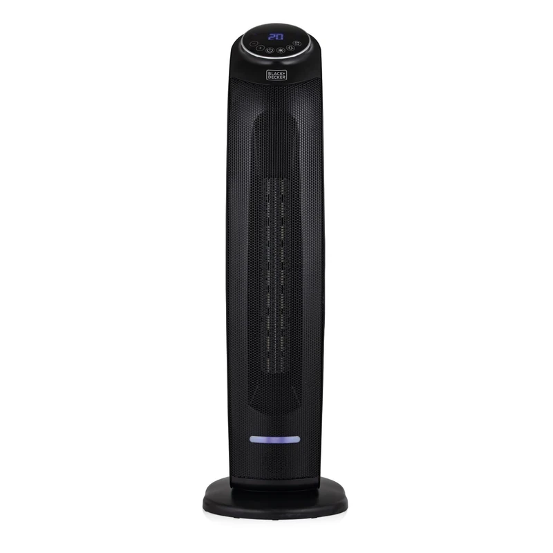BLACK+DECKER BXSH44005GB Ceramic Tower Fan Heater With 8 Hour Timer And 60° Oscillation, 2.2kW, Black