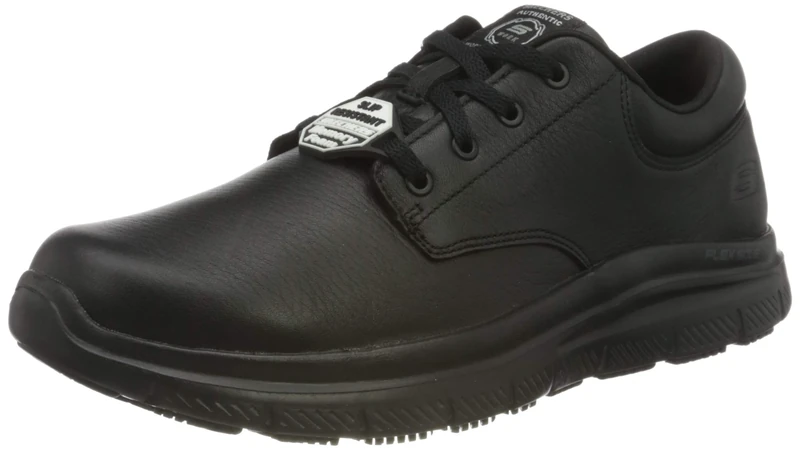 Skechers Men's Flex Advantage Slip Resistant Work Uniform Dress Shoe, Black Leather, 7.5 UK