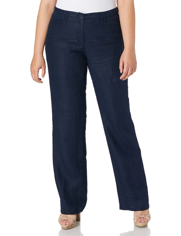 BRAX Women's Farina Linen Love Trouser, Blue (Navy 22), W26/L32 (Size: 34)