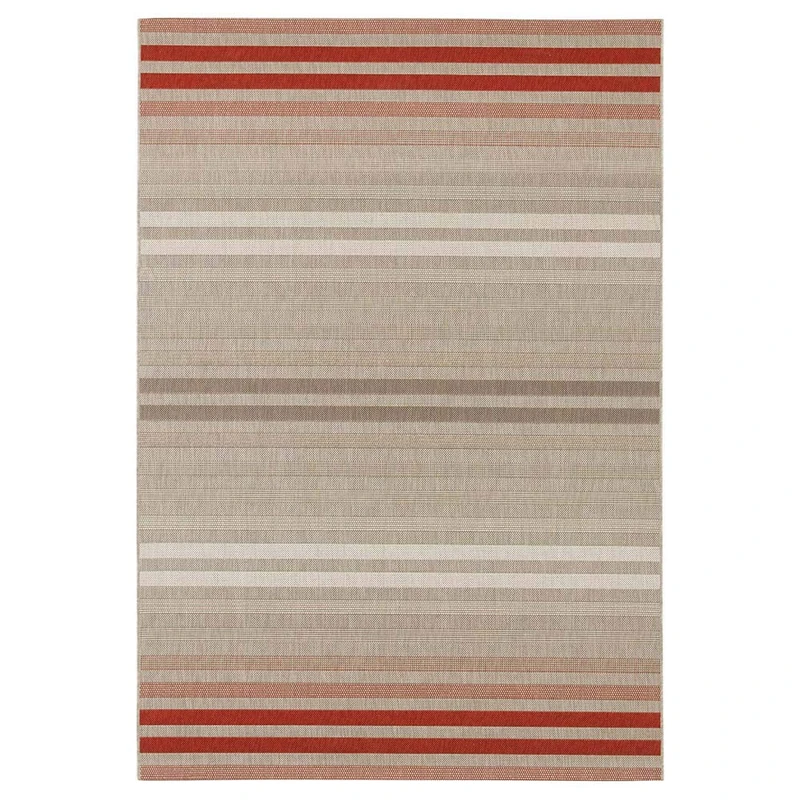 NORTHRUGS Indoor and Outdoor Rug 120 x 170 cm - Weatherproof Modern Striped Design Line Pattern Runner Patio Rug Balcony Rug Kitchen Runner Bath Rug Living Room Rug Waterproof in Red Grey - Image 1
