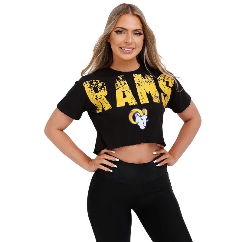 FOCO Women's NFL Team Logo Ladies Fashion Crop Top Shirt, Distressed Look, S/Petite - Image 1
