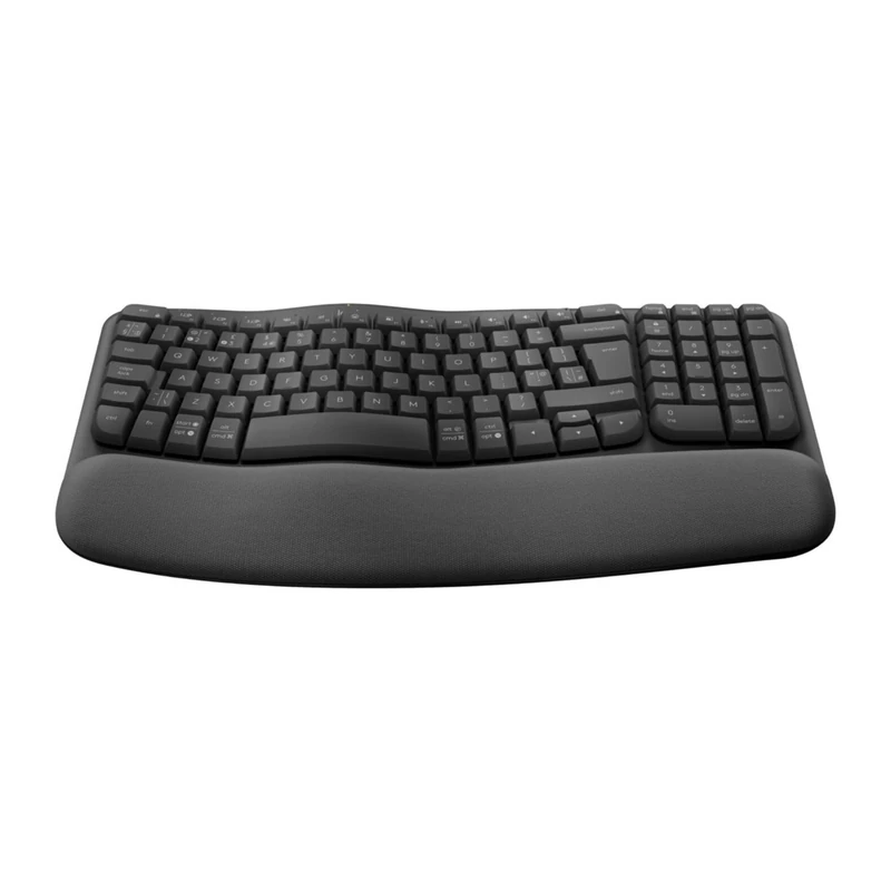 Logitech Wave Keys for Business, Wireless Ergonomic Keyboard with Cushioned Palm Rest - Graphite, Azerty French Layout