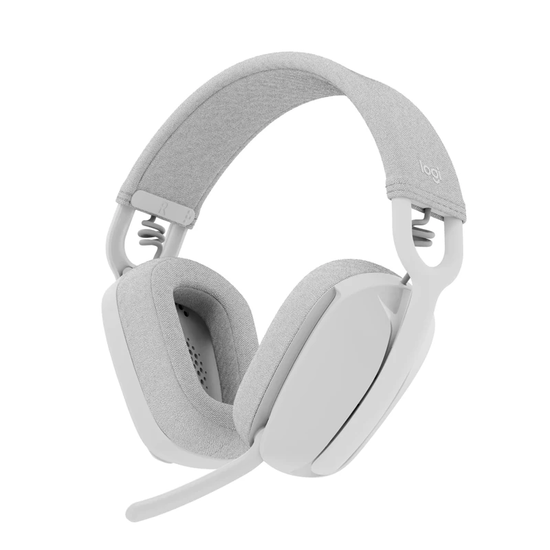 Logitech Zone Vibe 100 Lightweight Wireless Over-Ear Headphones with Noise-Cancelling Microphone, Advanced Multipoint Bluetooth Headset, Works with Teams, Google Meet, Zoom, Mac/PC - White