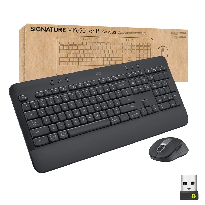 Logitech Signature MK650 Combo for Business, Wireless Mouse and Keyboard, Logi Bolt, Bluetooth, SmartWheel, Globally Certified, Windows/Mac/Chrome/Linux, QWERTY UK English - Black