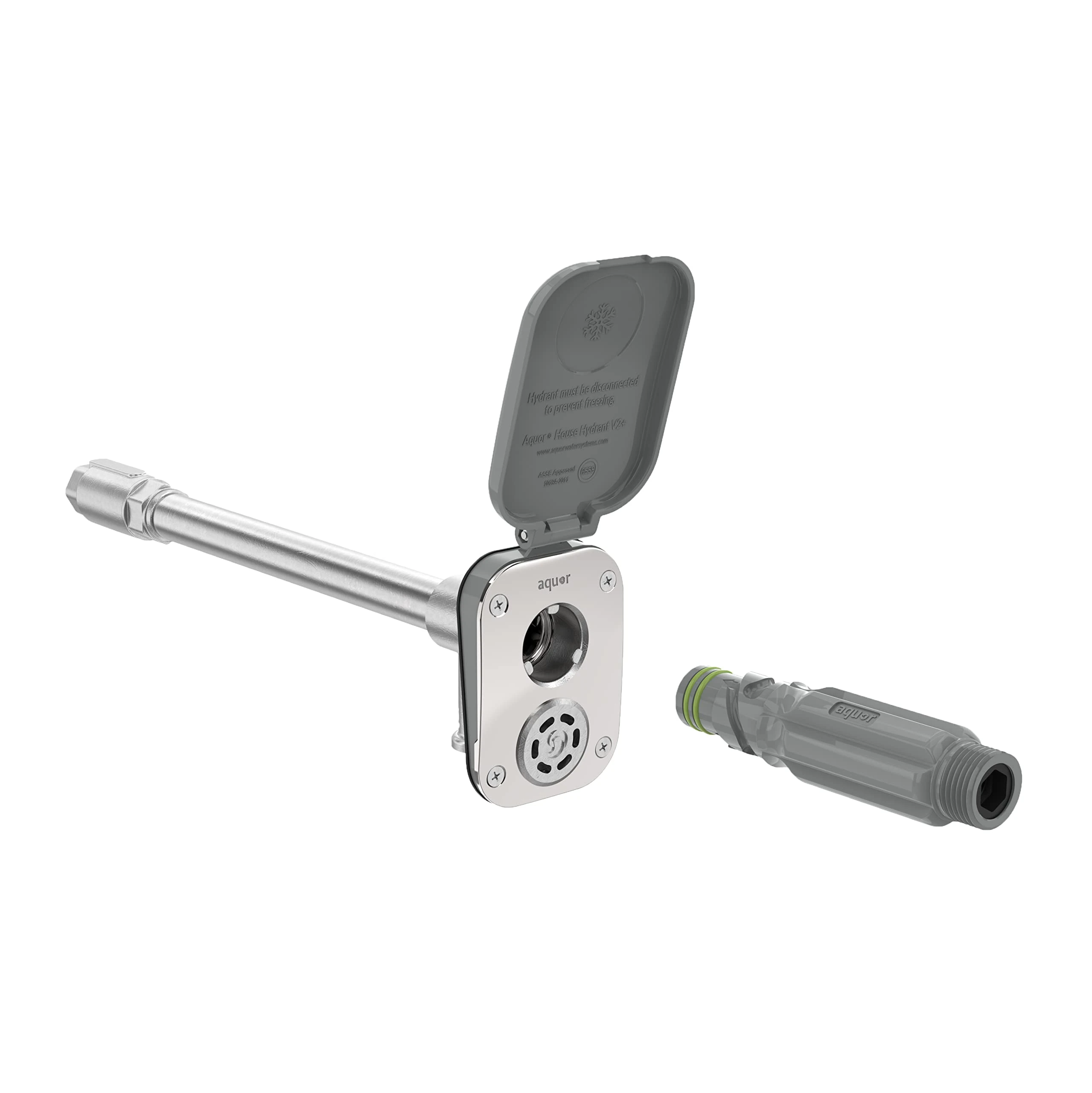 Aquor House Hydrant V2+ Frost Free Wall Hydrant Outdoor Faucet with Quick-Connect and Anti-Siphon, Freeze Proof Flush Hose Bib, 12 inch, Slate Gray