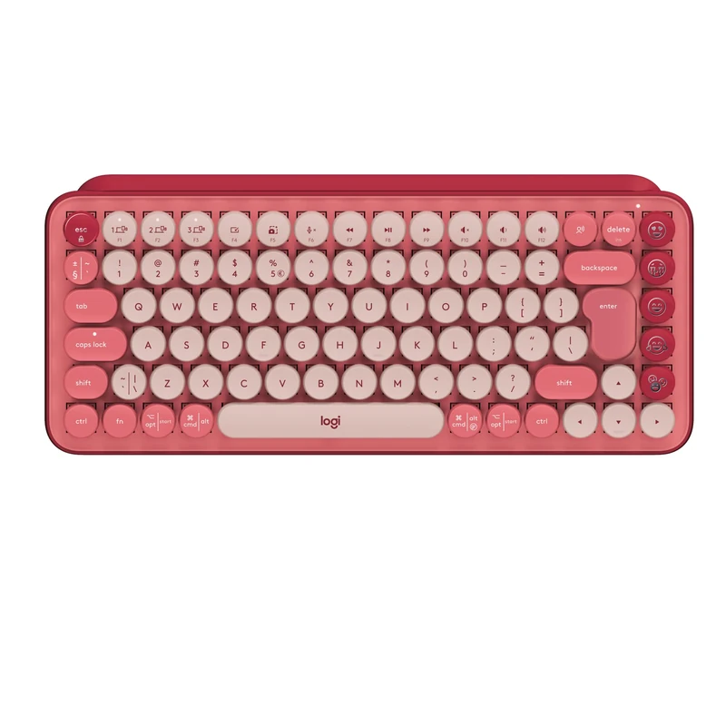 Logitech POP Keys Mechanical Wireless Keyboard with Customisable Emoji Keys, Durable Compact Design, Bluetooth or USB Connectivity, Multi-Device, OS Compatible, QWERTY UK English Layout - Heartbreaker