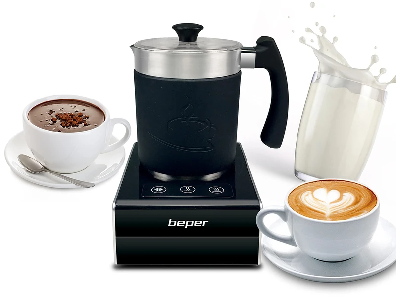 Beper BB.200 Automatic Magnetic Milk Frother - 650W Black/Silver