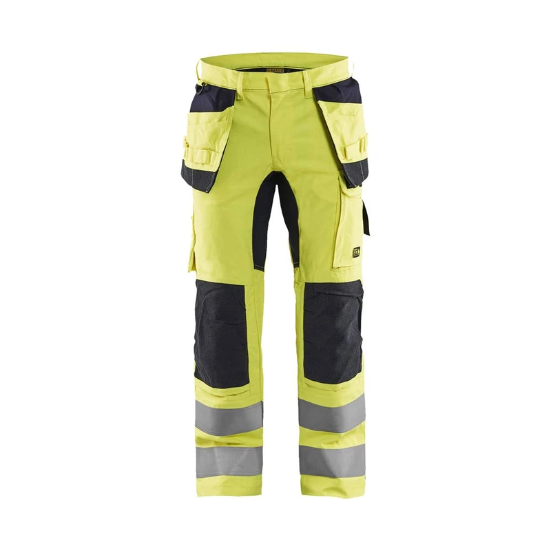 BLÅKLÄDER Blaklader Multinorm Inherent 158715123389D124 Work Trousers with Stretch, High Vis Yellow/Navy, Size D124