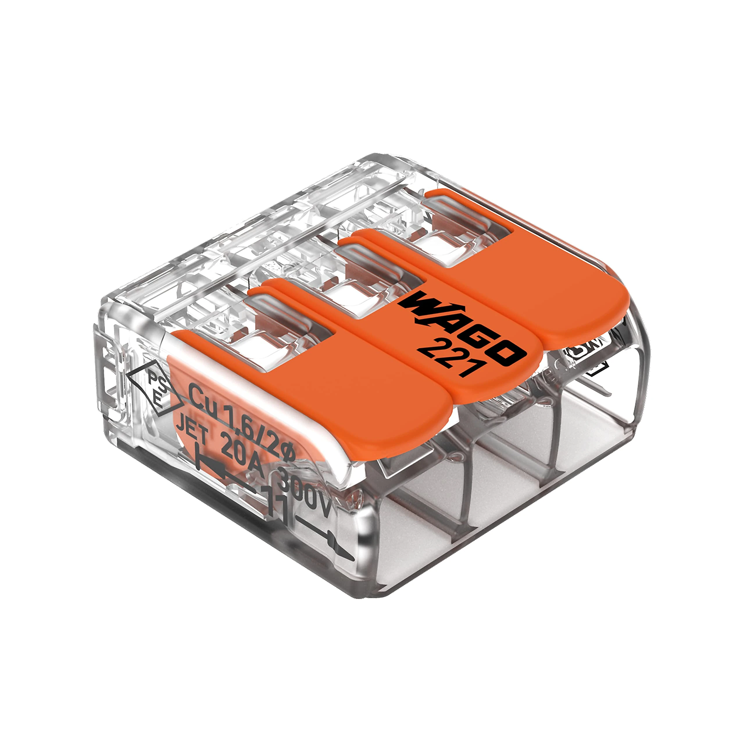 WAGO 221-413 LEVER-NUTS 3 Conductor Compact Splicing Connectors Qty 50