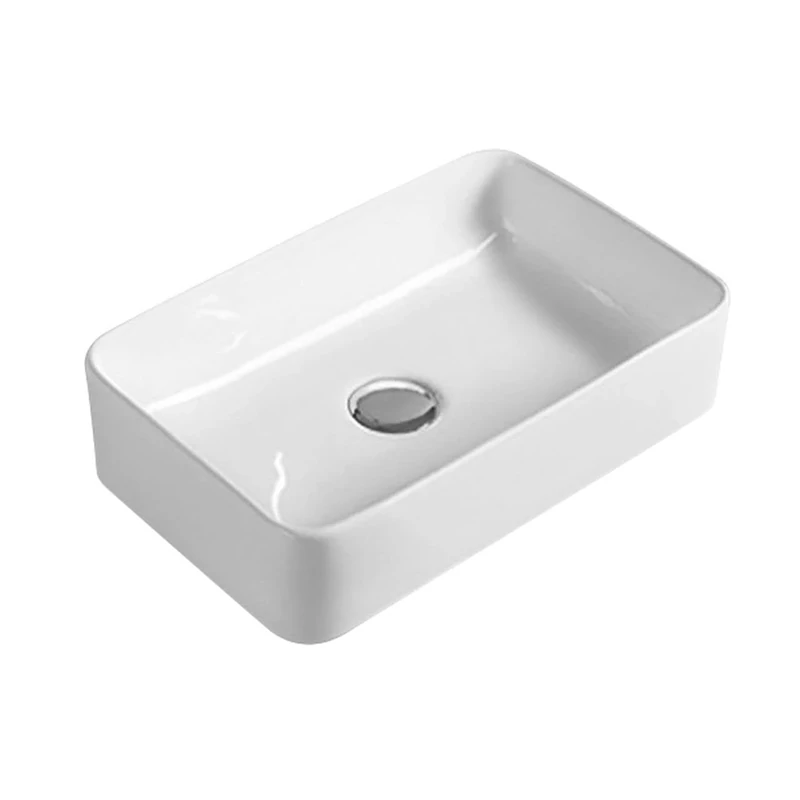Nuie NBV179 Modern Rectangular Bathroom Counter Top Sink Basin, White