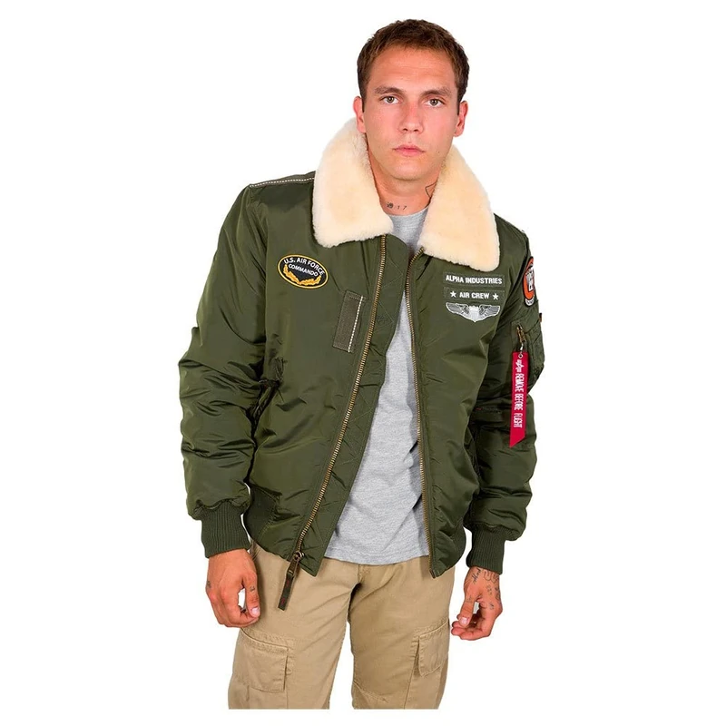 Alpha Industries Injector III Air Force Bomber Jacket for Men Dark Green