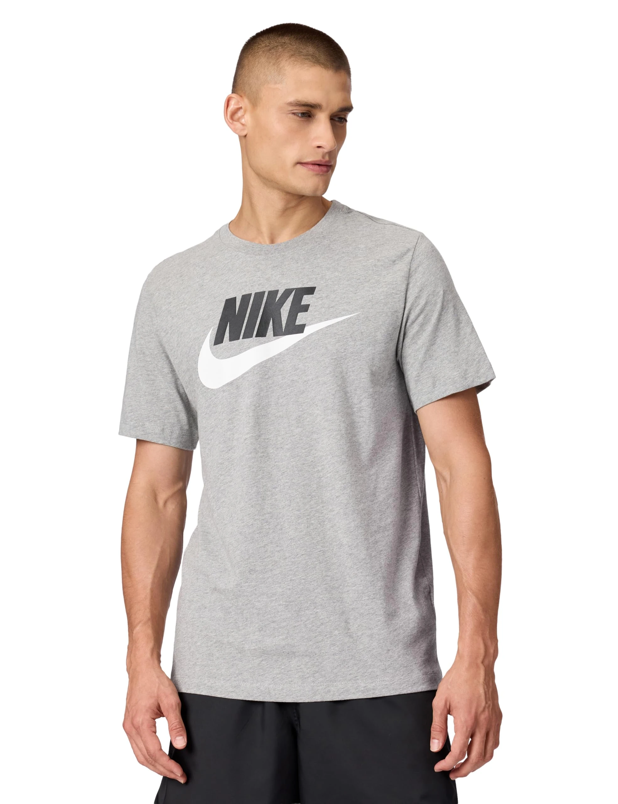 Nike M NSW TEE Icon Futura T-Shirt - Dk Grey Heather/Black/(White), XXX-Large