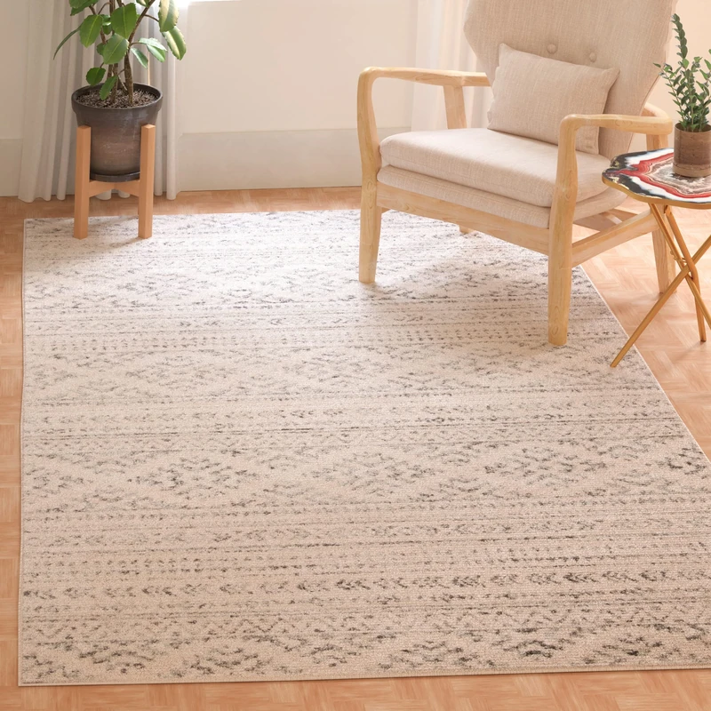 Safavieh Boho Chic Indoor Woven Rectangle Area Rug, Tulum Collection, TUL272, in Ivory / Grey, 91 X 152 cm for Living Room, Bedroom or Any Indoor Space