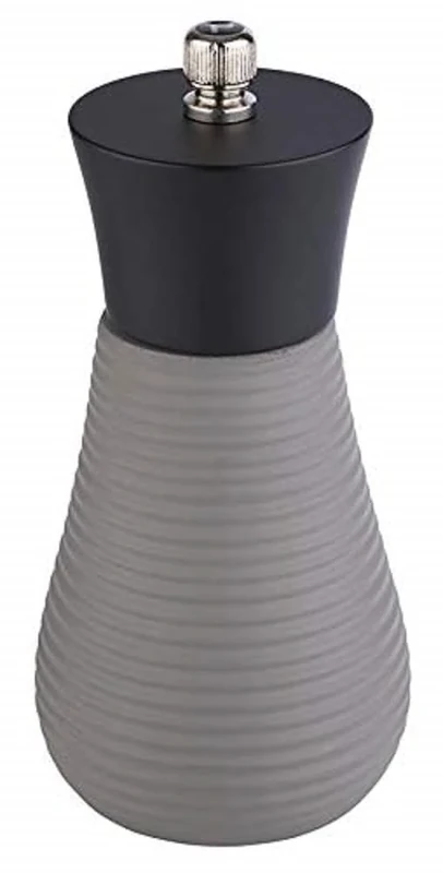 APS Pepper mill Element - Premium pepper dispenser with a grinder made of carbon steel and wooden lid - The grinding degree is continuously adjustable 7.5 x 15.5cm