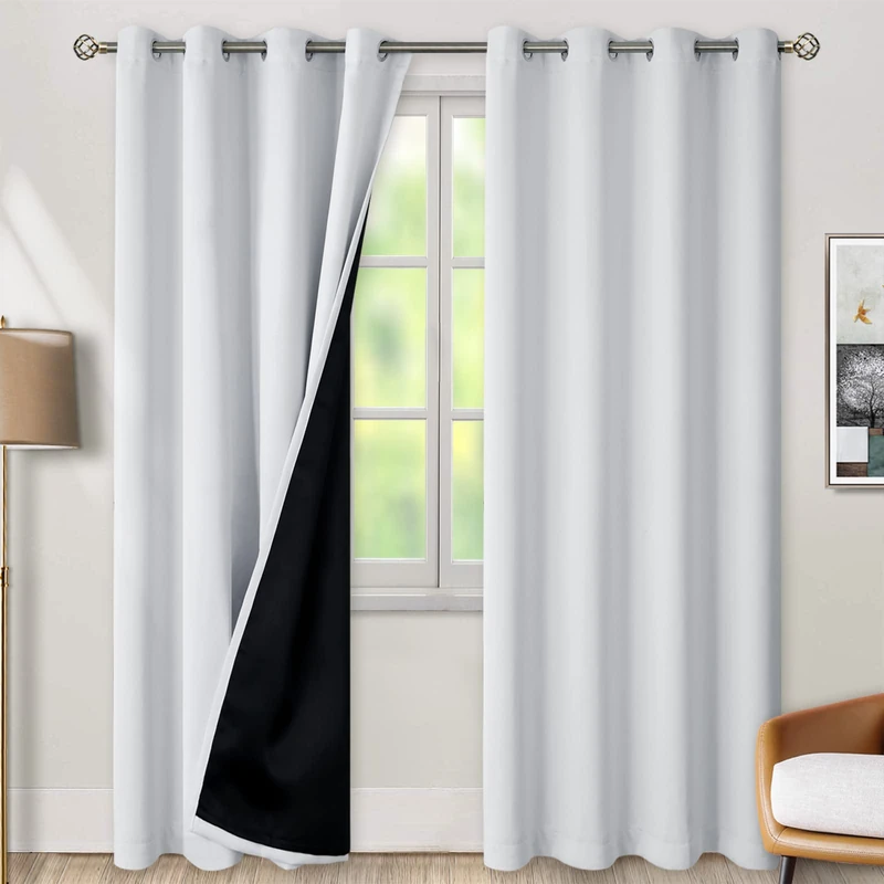 BGment Greyish White 100% Blackout Curtains for Living Room 84 Inch Length 2 Panels, Thermal Insulated Full Light Blocking Energy Save Window Drapes for Nursery Bedroom Darkening, 52 Inch Wide Each