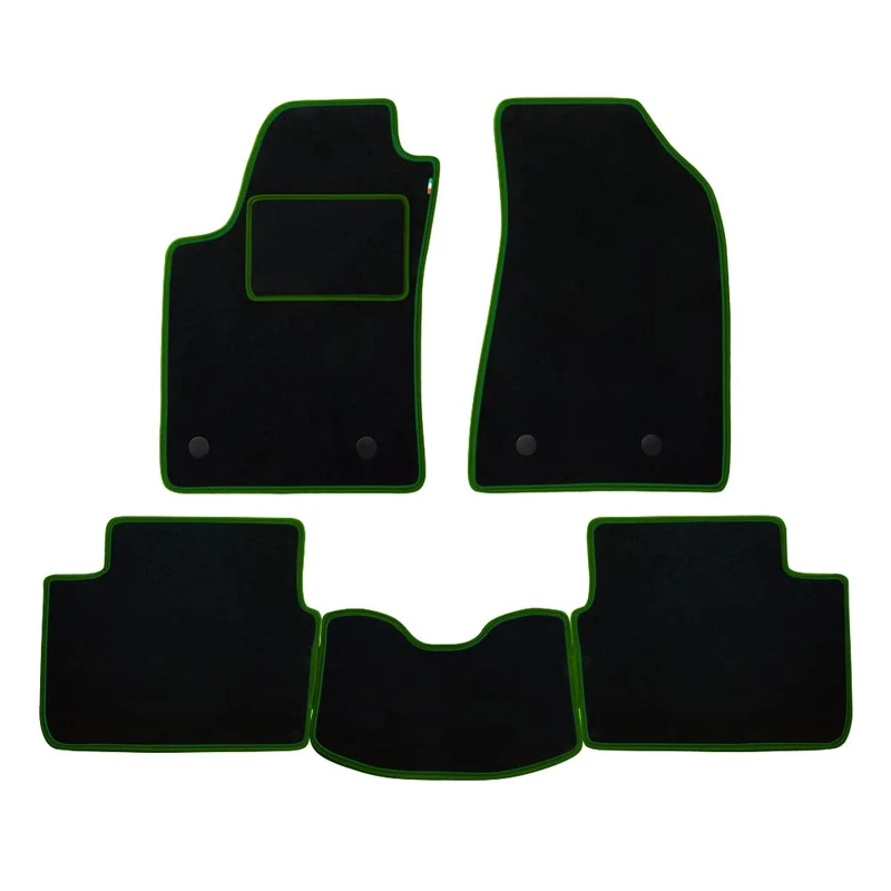 PROPOSTEONLINE Floor Mat Set for Ford Orion 1989 to 1994 Automotive Carpet Black Edge Green - Image 1