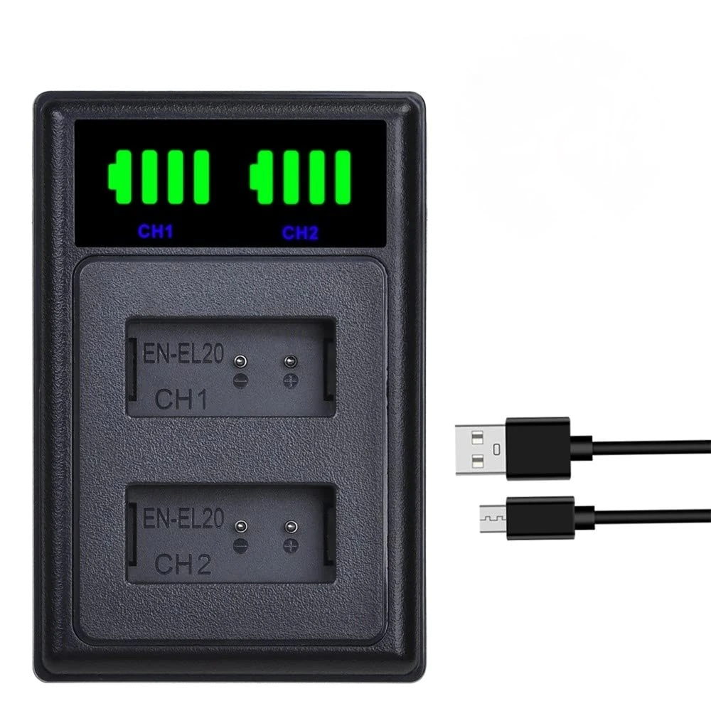 PowerTrust EN-EL20 EN-EL20a Battery Charger for Nikon 1 J1 J2 J3 AW1 V3, Coolpix A, P1000, COOLPIX P950 Camera