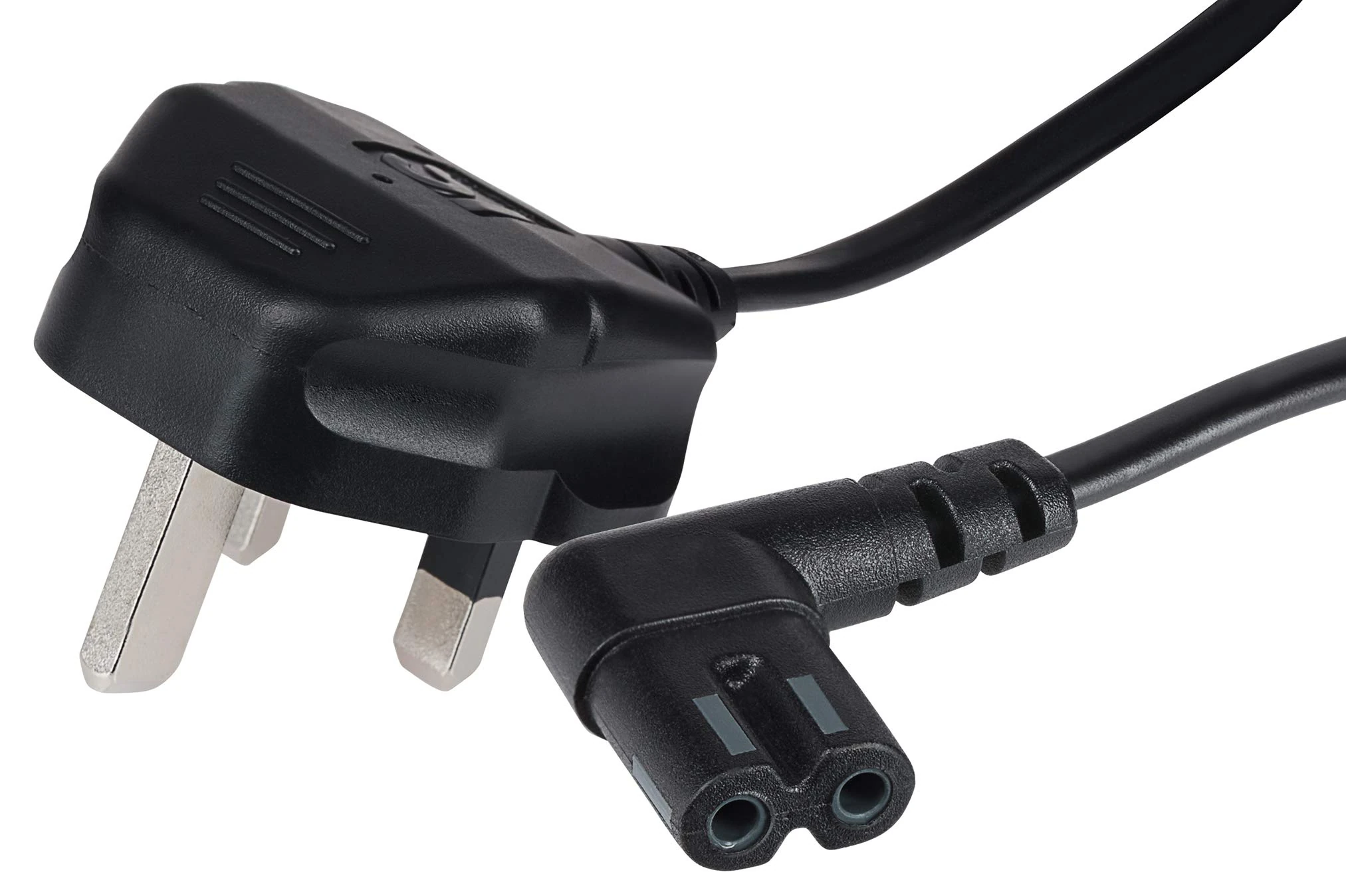 Maplin Power Lead IEC C7 Fig 8 2 Pin Angled Plug to UK 3 Pin Mains Plug 3 Amp Fuse, 1.5m Cable