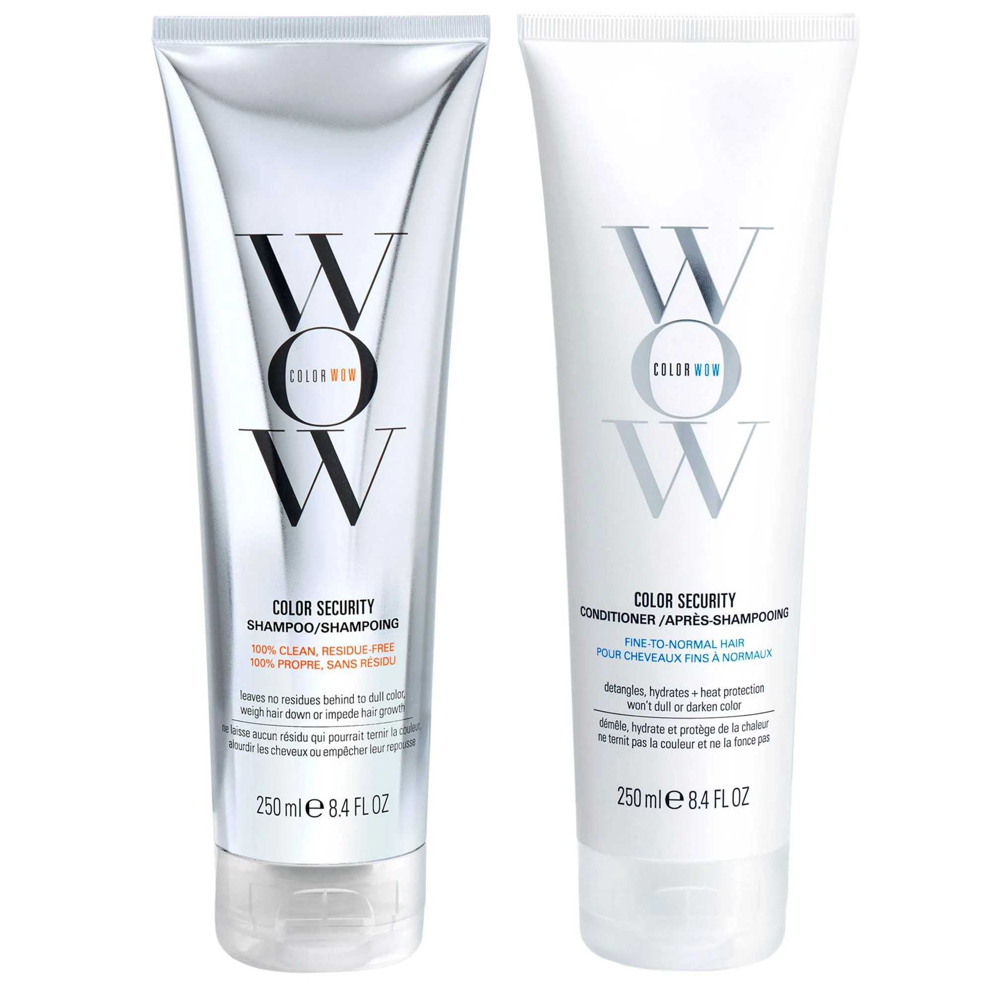 COLOR WOW Color Security Shampoo & Conditioner Duo – Sulphate-Free, Lightweight Cleanse + Hydration for Fine to Normal Hair | No Residue, Vegan, Cruelty-Free, 2 x 250ml