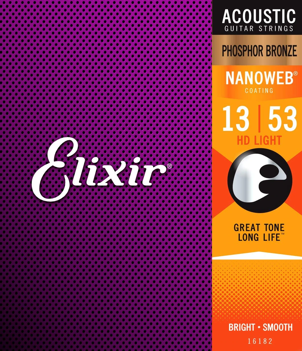 Elixir Strings Phosphor Bronze Acoustic Guitar Strings w NANOWEB Coating, HD Light (.013-.053) (Renewed)