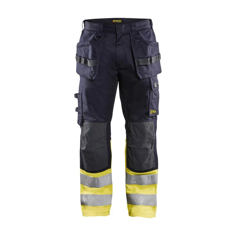 Blaklader 148915128933C54 Multinorm Inherent Work Trousers, Navy/Yellow, Size C54